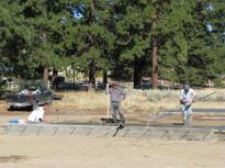 Finishing slabs in the drive through building materials section; Tyler, Anthony and Brian